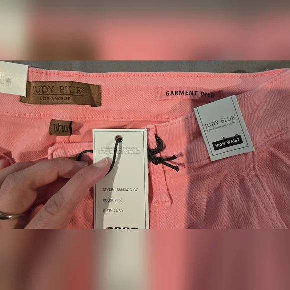 Judy Blue Pink High Rise Cargo Straight Jeans Size 11/30 - Picture 5 of 11